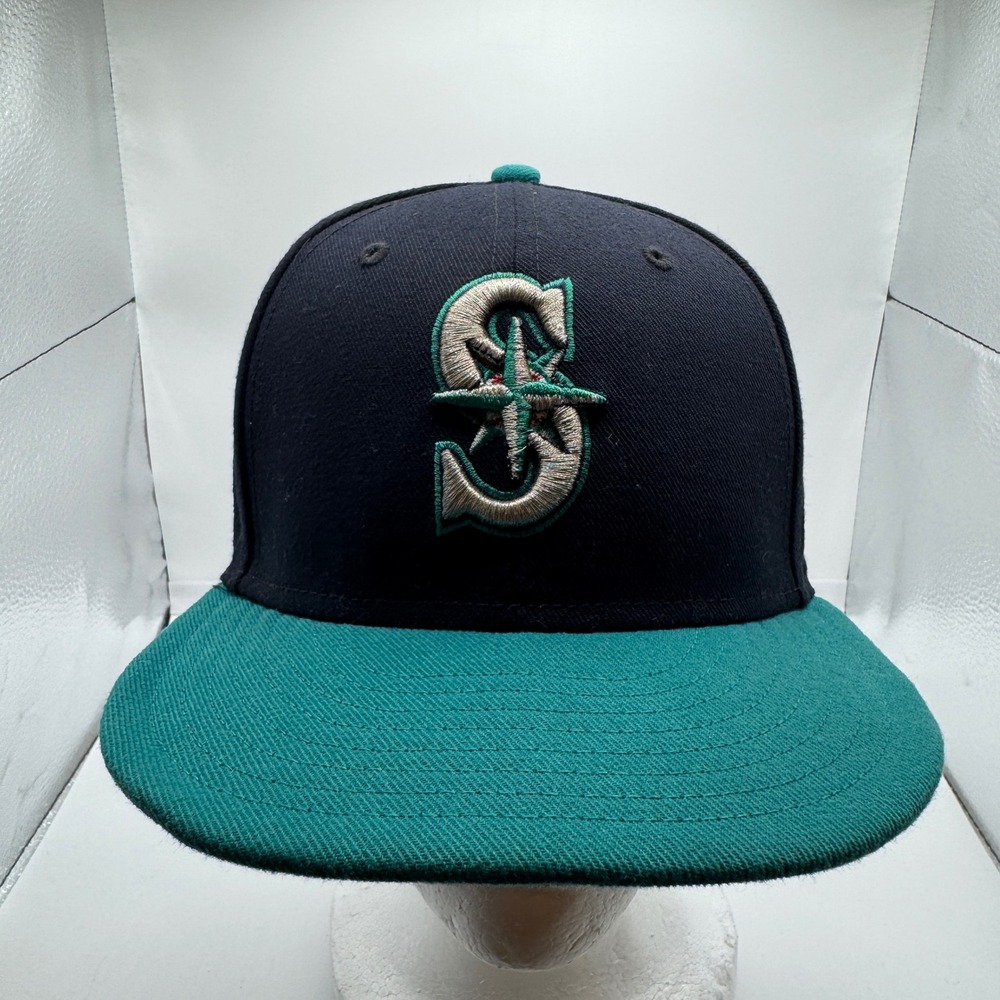 Seattle Mariners Hat Navy Teal Size 6 7/8 New Era 59FIFTY MLB Authentic Fitted